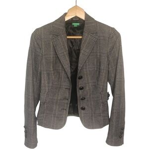 Vintage Plaid Blazer with Leather Elbow Patches